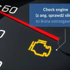 Kontrolka "Check engine" na desce rozdzielczej Volvo V50 2.0 D. Czerwona wskazówka na obrotomierzu.